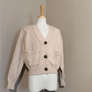 Philosophy Light Beige V-Neck Button Pocket Cardigan